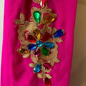 Hot pink bejeweled kids dress up scarf